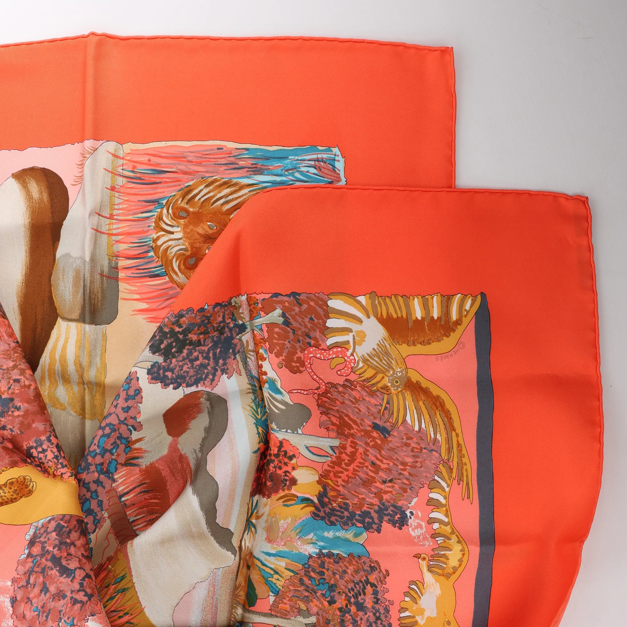 Hermès Carré 90 "Nuba Mountain" Silk handkerchief in Orange