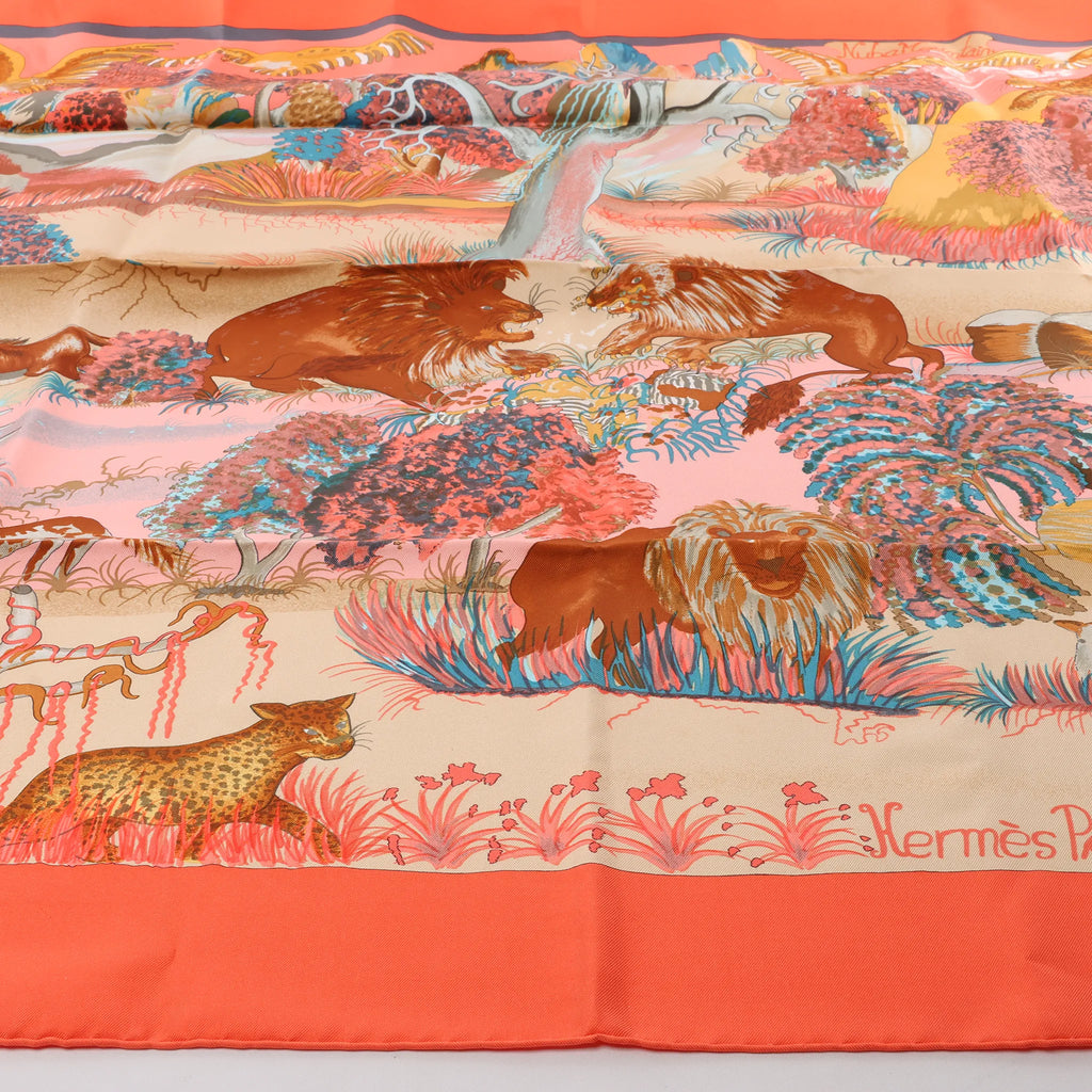Hermès Carré 90 "Nuba Mountain" Silk handkerchief in Orange