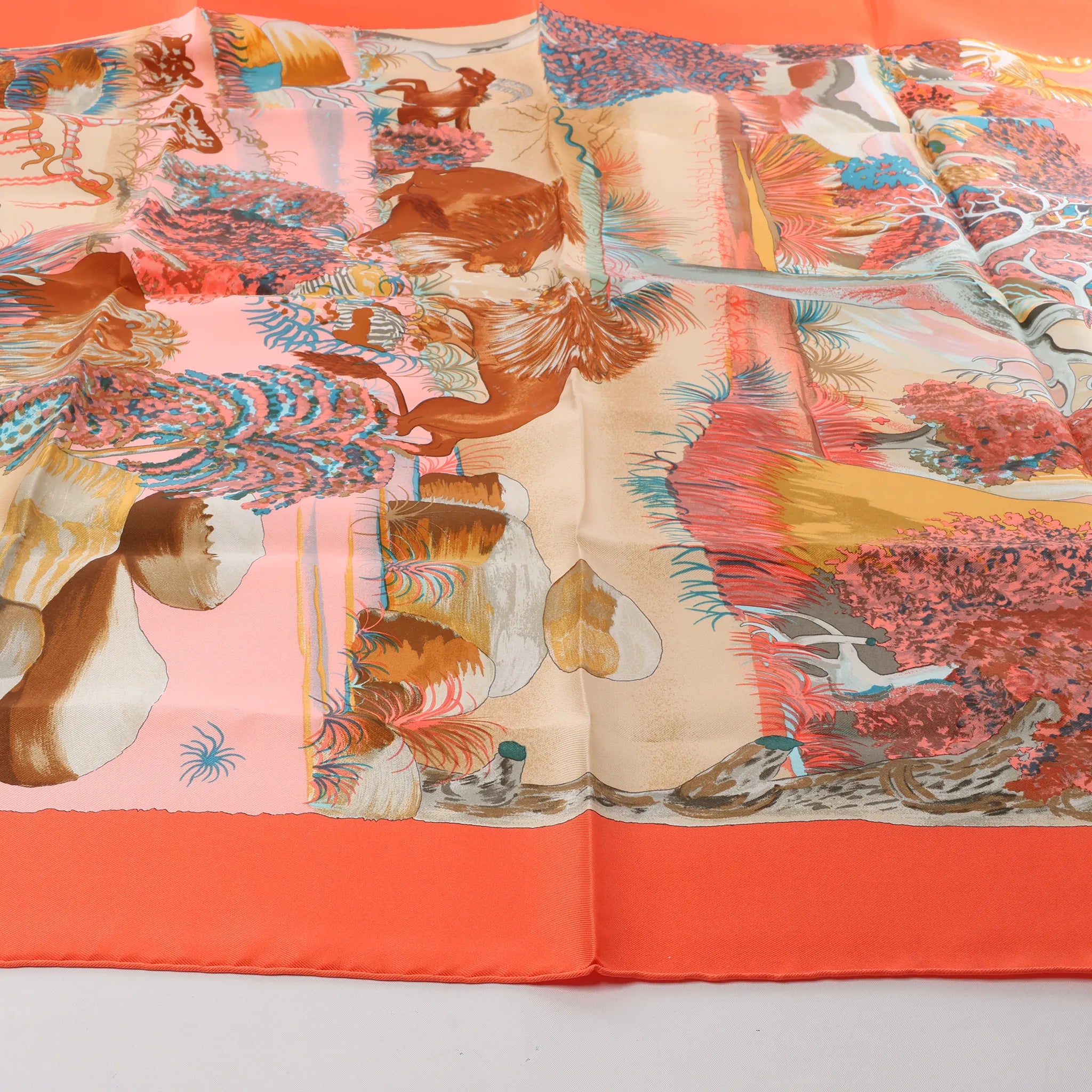 Hermès Carré 90 "Nuba Mountain" Silk handkerchief in Orange