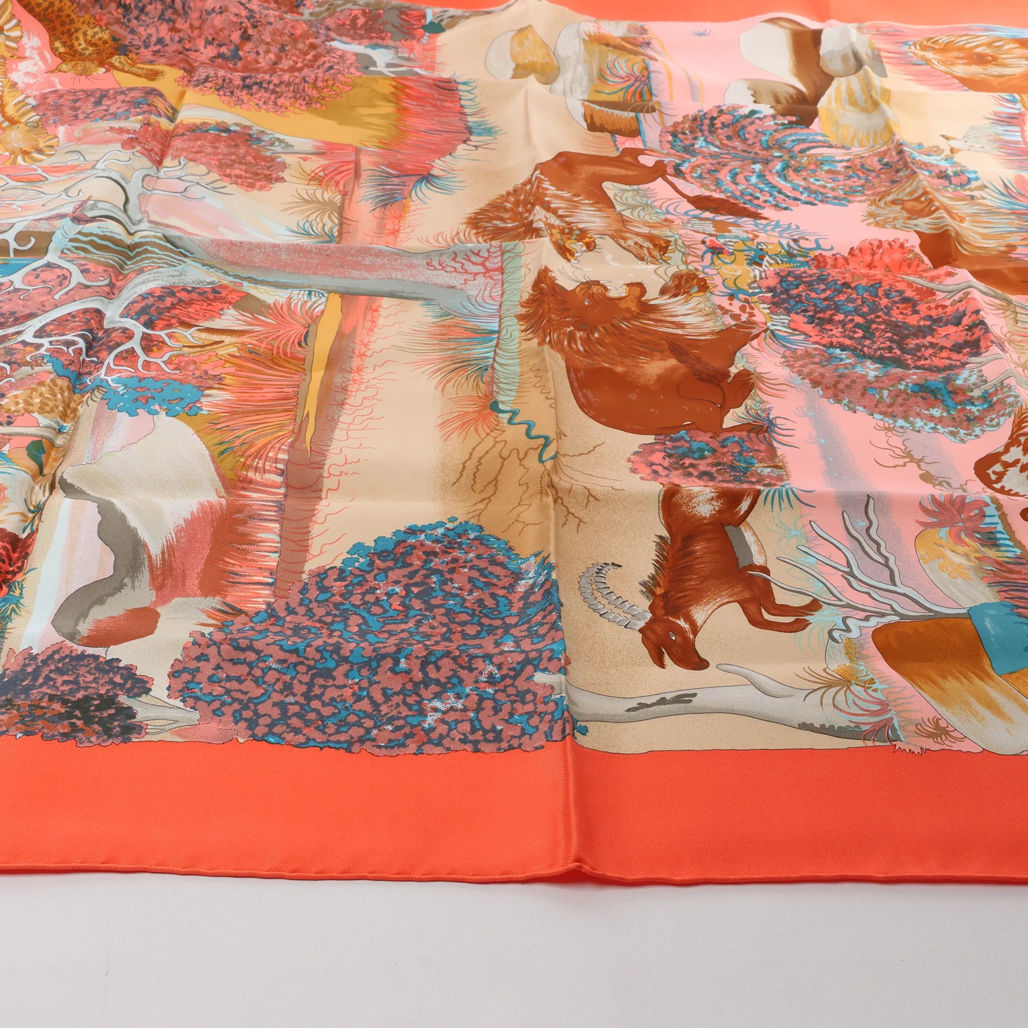 Hermès Carré 90 "Nuba Mountain" Silk handkerchief in Orange