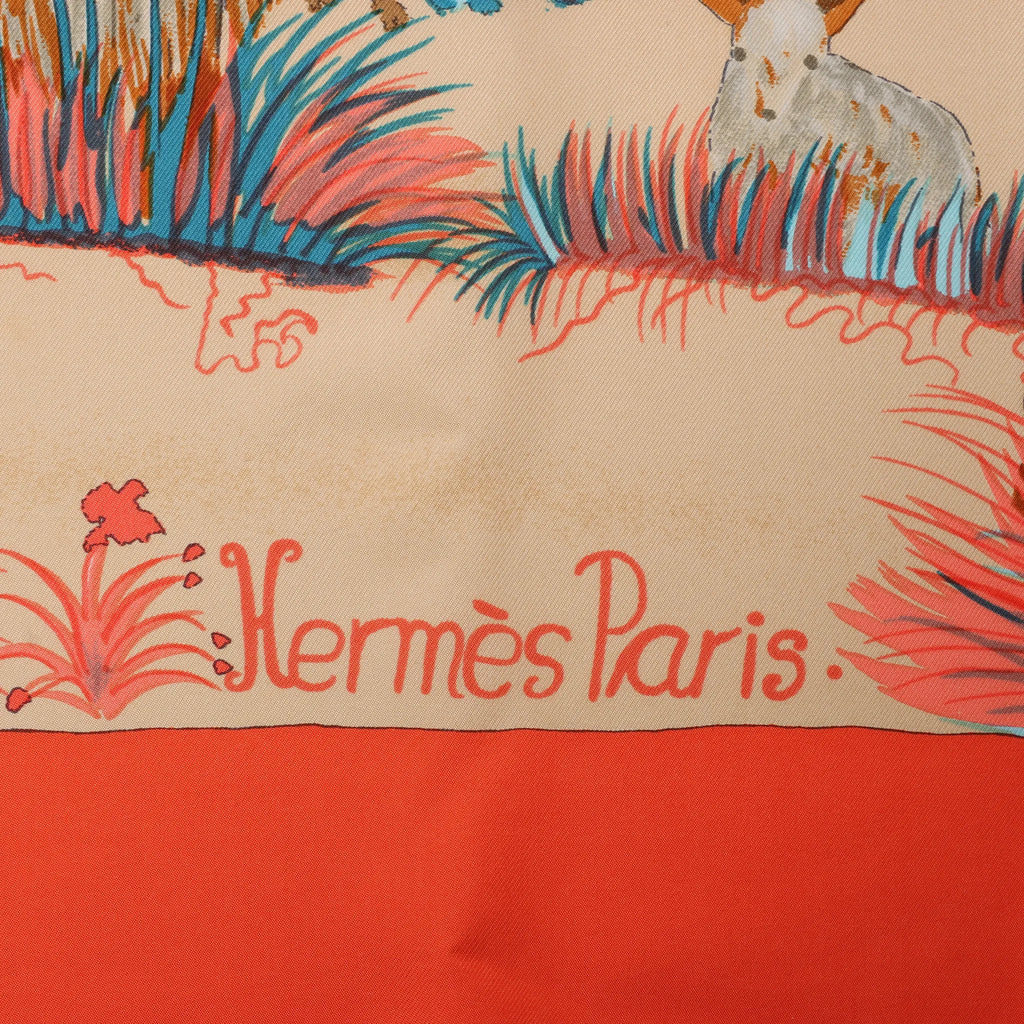 Hermès Carré 90 "Nuba Mountain" Silk handkerchief in Orange