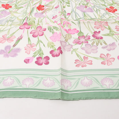 Hermès Carré 90 "OEillets sauvages et autres" Silk handkerchief in Green
