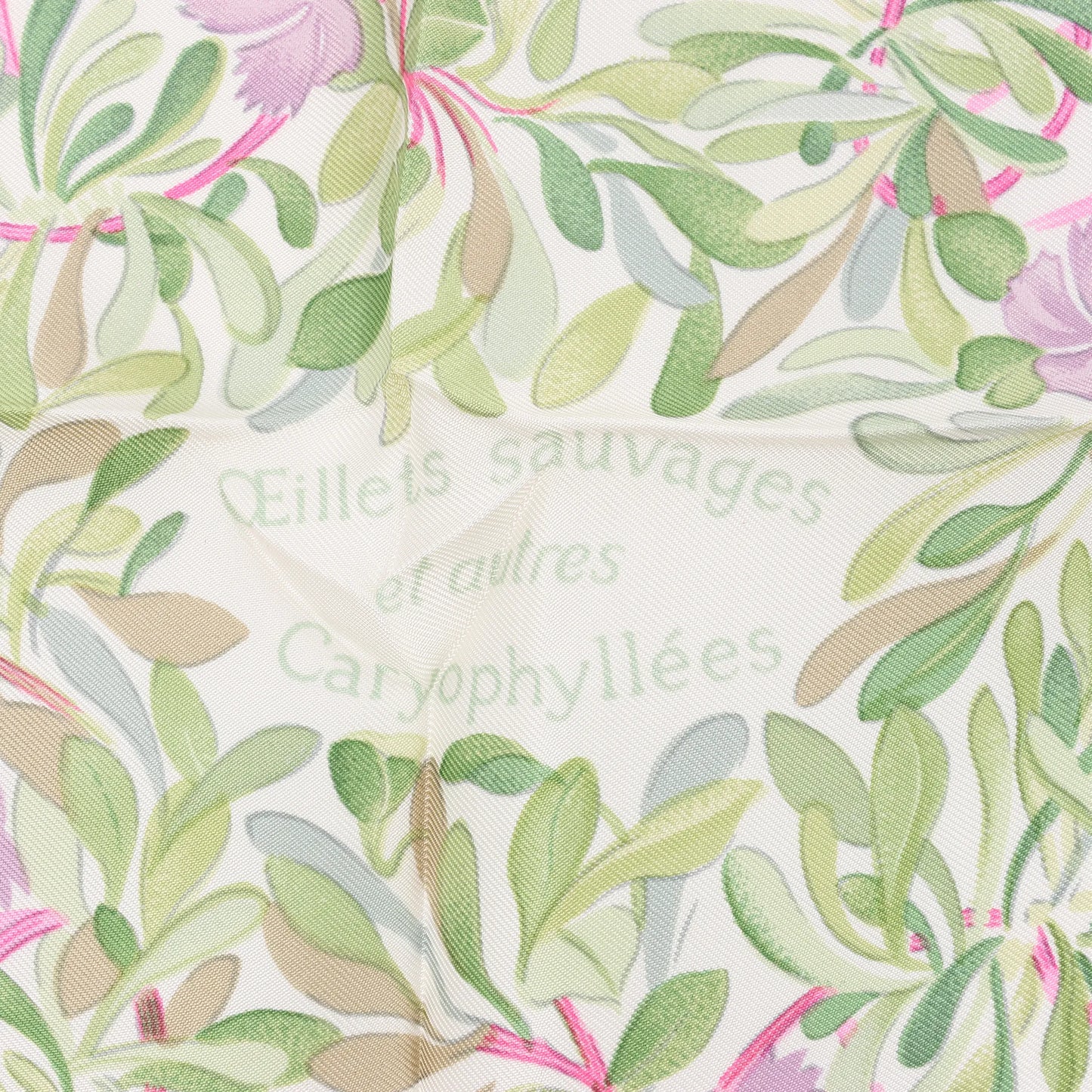 Hermès Carré 90 "OEillets sauvages et autres" Silk handkerchief in Green