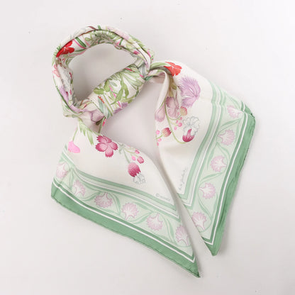 Hermès Carré 90 "OEillets sauvages et autres" Silk handkerchief in Green