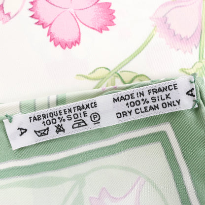 Hermès Carré 90 "OEillets sauvages et autres" Silk handkerchief in Green