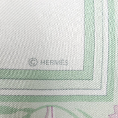 Hermès Carré 90 "OEillets sauvages et autres" Silk handkerchief in Green