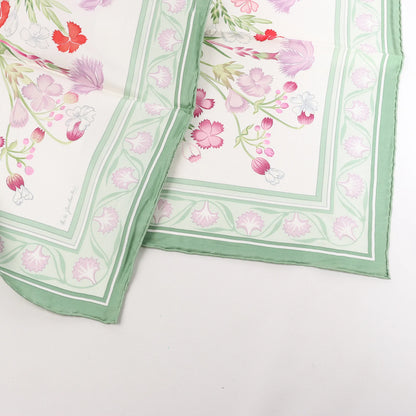 Hermès Carré 90 "OEillets sauvages et autres" Silk handkerchief in Green