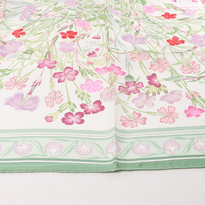 Hermès Carré 90 "OEillets sauvages et autres" Silk handkerchief in Green