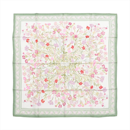 Hermès Carré 90 "OEillets sauvages et autres Caryophyllees" Silk handkerchief in Green