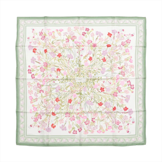Hermès Carré 90 "OEillets sauvages et autres Caryophyllees" Silk handkerchief in Green