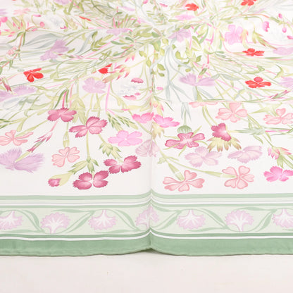 Hermès Carré 90 "OEillets sauvages et autres Caryophyllees" Silk handkerchief in Green