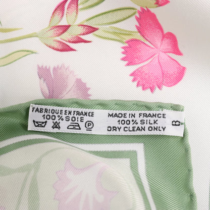 Hermès Carré 90 "OEillets sauvages et autres Caryophyllees" Silk handkerchief in Green
