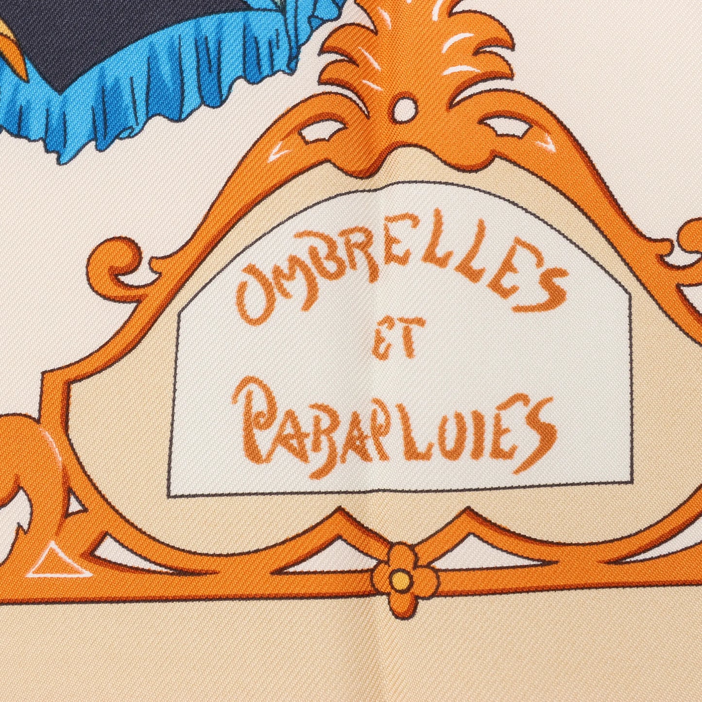 Hermès Carré 90 "OMBRELLES ET PARAPLUIES" Silk handkerchief in Beige