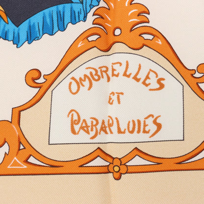 Hermès Carré 90 "OMBRELLES ET PARAPLUIES" Silk handkerchief in Beige