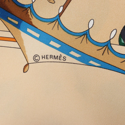 Hermès Carré 90 "OMBRELLES ET PARAPLUIES" Silk handkerchief in Beige