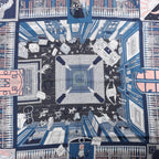 Hermès Carré 90 "Objets de Curiosite" Silk handkerchief in Blue x Gray