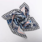 Hermès Carré 90 "Objets de Curiosite" Silk handkerchief in Blue x Gray