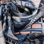 Hermès Carré 90 "Objets de Curiosite" Silk handkerchief in Blue x Gray