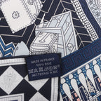 Hermès Carré 90 "Objets de Curiosite" Silk handkerchief in Blue x Gray