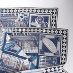 Hermès Carré 90 "Objets de Curiosite" Silk handkerchief in Blue x Gray