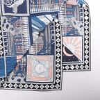 Hermès Carré 90 "Objets de Curiosite" Silk handkerchief in Blue x Gray