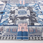 Hermès Carré 90 "Objets de Curiosite" Silk handkerchief in Blue x Gray