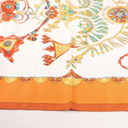 Hermès Carré 90 "PARURES DES SABLES" Silk handkerchief in Orange