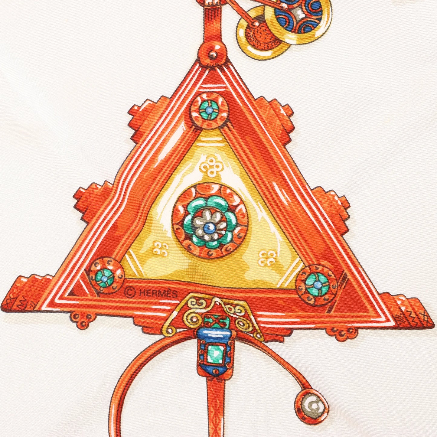 Hermès Carré 90 "PARURES DES SABLES" Silk handkerchief in Orange