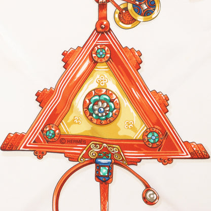 Hermès Carré 90 "PARURES DES SABLES" Silk handkerchief in Orange