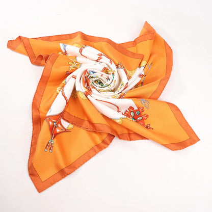 Hermès Carré 90 "PARURES DES SABLES" Silk handkerchief in Orange