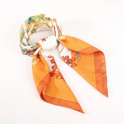 Hermès Carré 90 "PARURES DES SABLES" Silk handkerchief in Orange