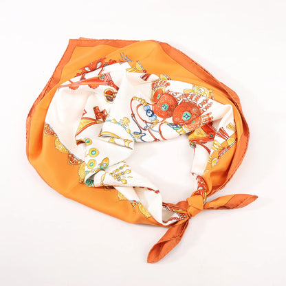 Hermès Carré 90 "PARURES DES SABLES" Silk handkerchief in Orange