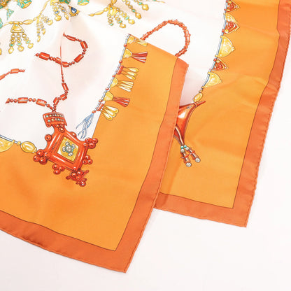 Hermès Carré 90 "PARURES DES SABLES" Silk handkerchief in Orange