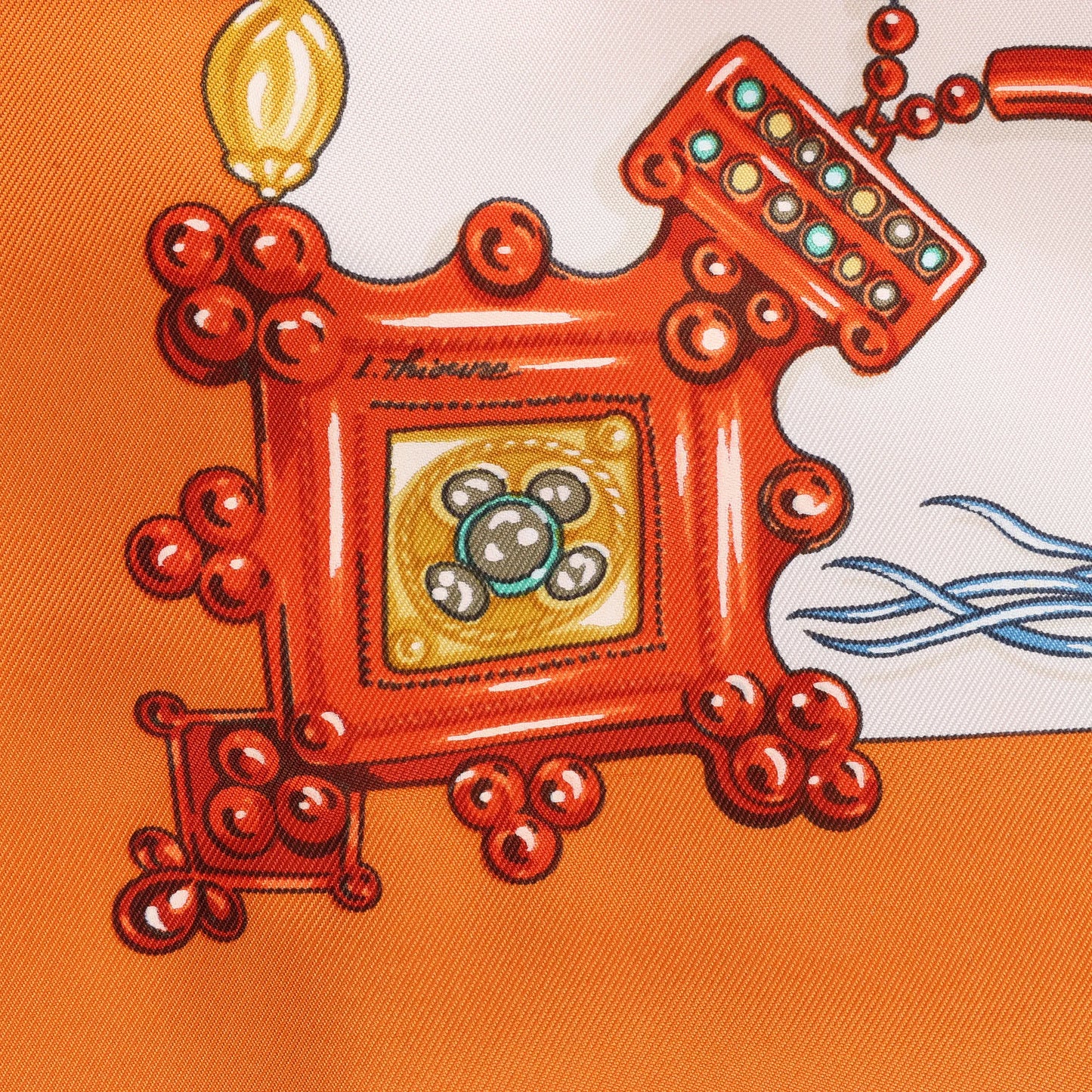 Hermès Carré 90 "PARURES DES SABLES" Silk handkerchief in Orange