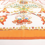 Hermès Carré 90 "PARURES DES SABLES" Silk handkerchief in Orange