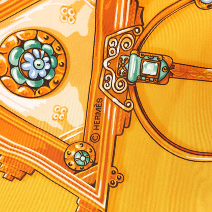Hermès Carré 90 "PARURES DES SABLES" Silk handkerchief in Orange