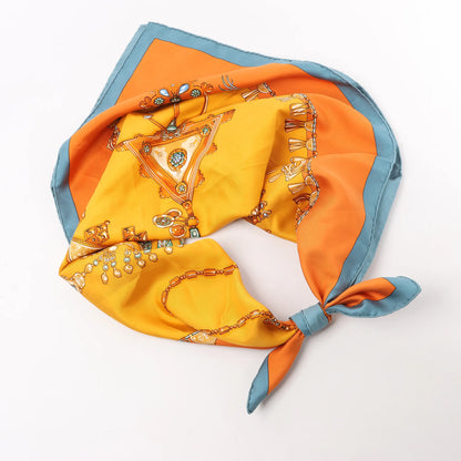 Hermès Carré 90 "PARURES DES SABLES" Silk handkerchief in Orange