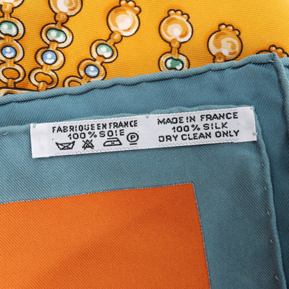 Hermès Carré 90 "PARURES DES SABLES" Silk handkerchief in Orange