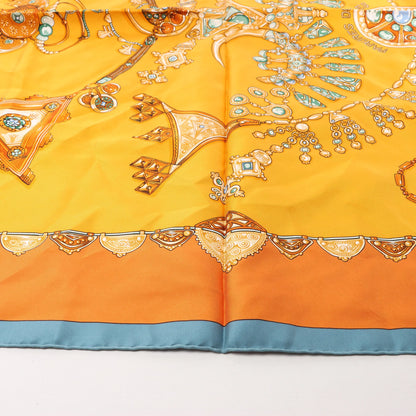 Hermès Carré 90 "PARURES DES SABLES" Silk handkerchief in Orange