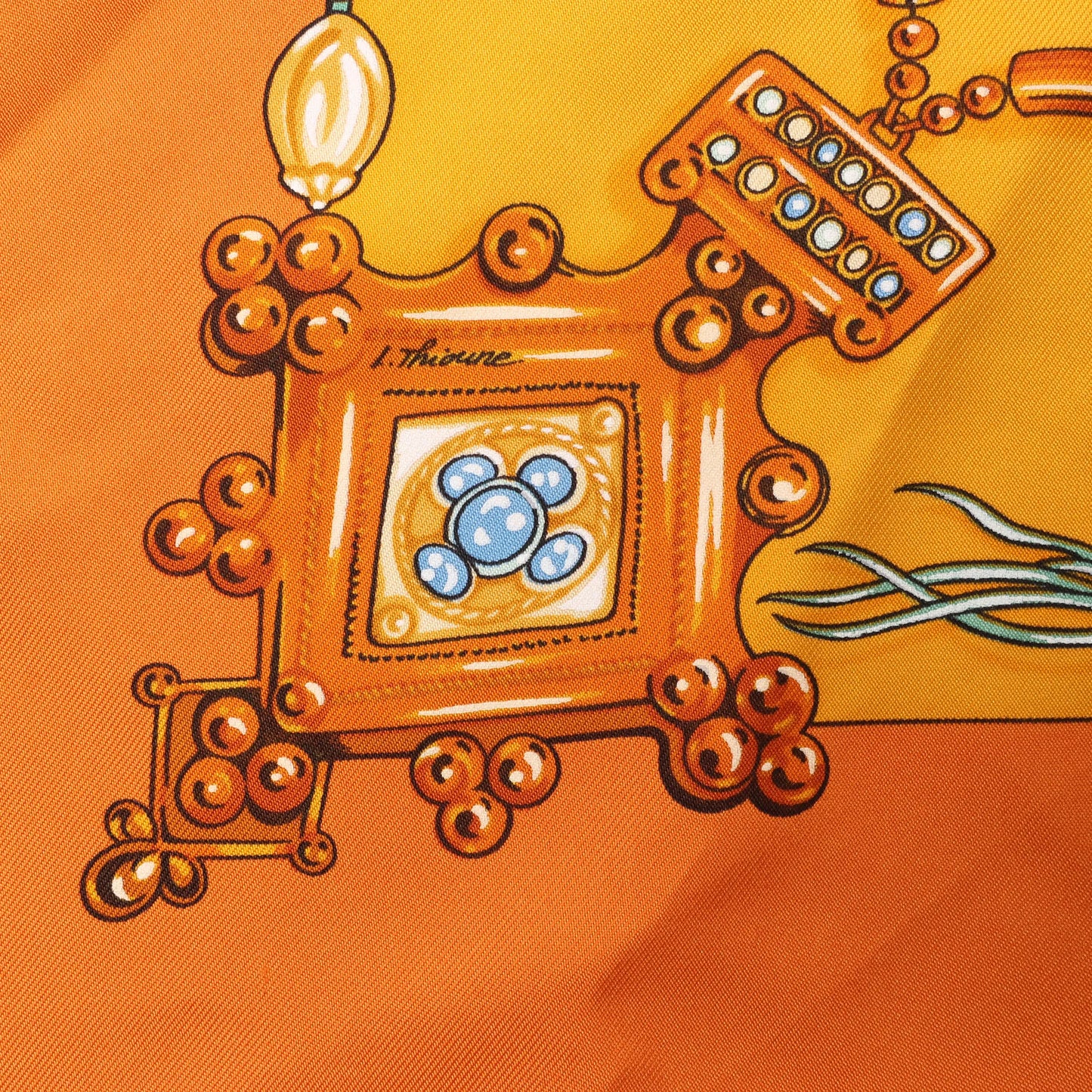 Hermès Carré 90 "PARURES DES SABLES" Silk handkerchief in Orange