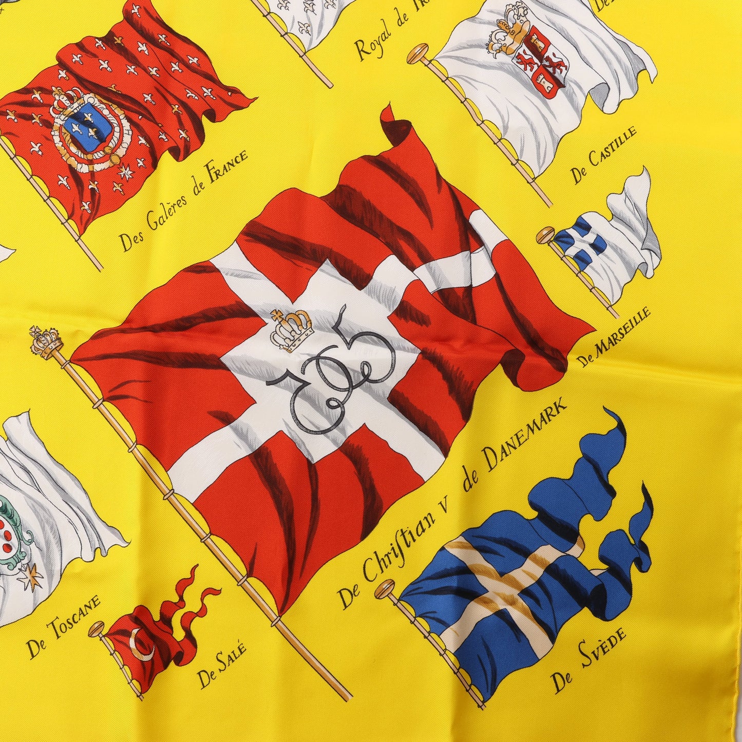 Hermès Carré 90 "PAVOIS" 100% Silk Scarf in Yellow