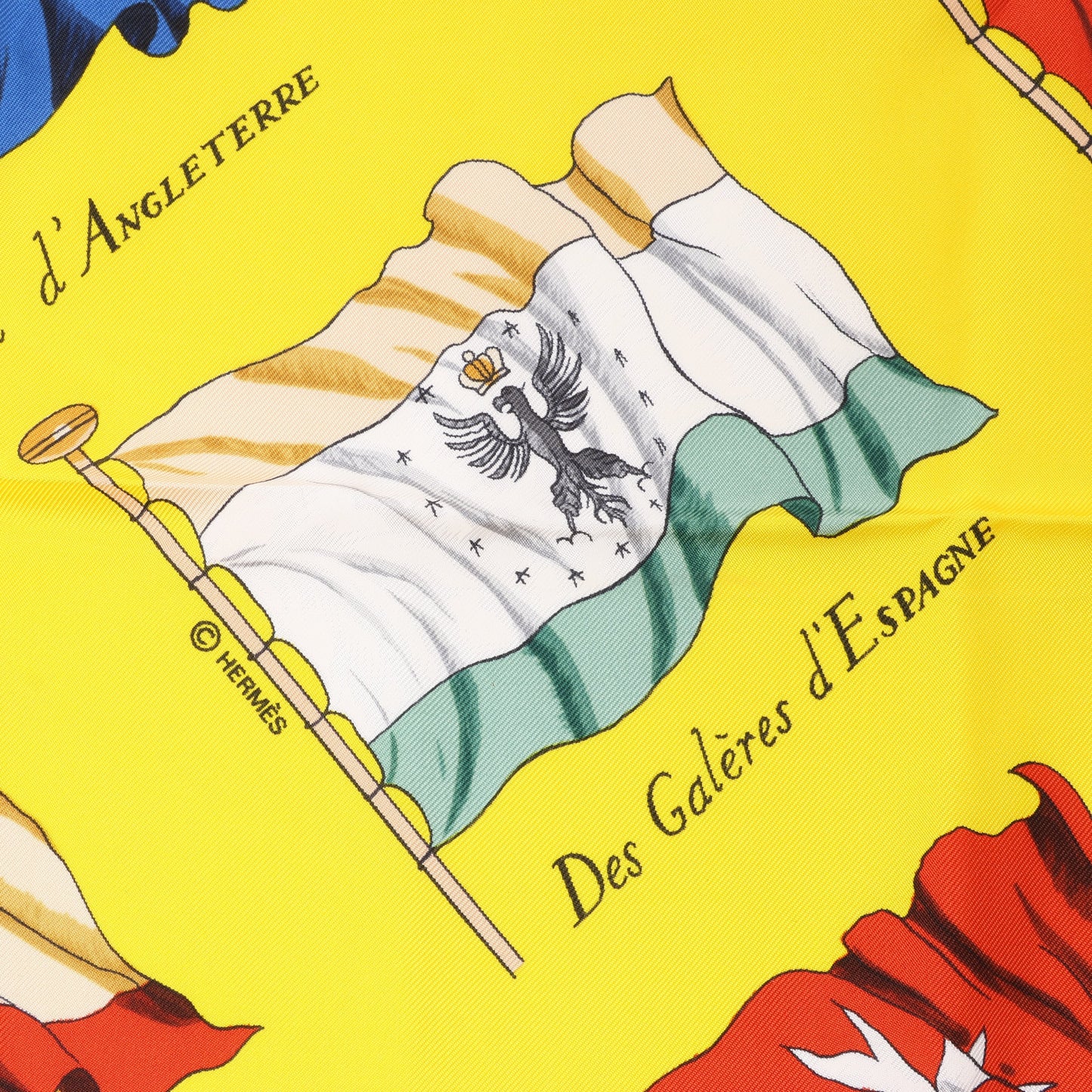 Hermès Carré 90 "PAVOIS" 100% Silk Scarf in Yellow