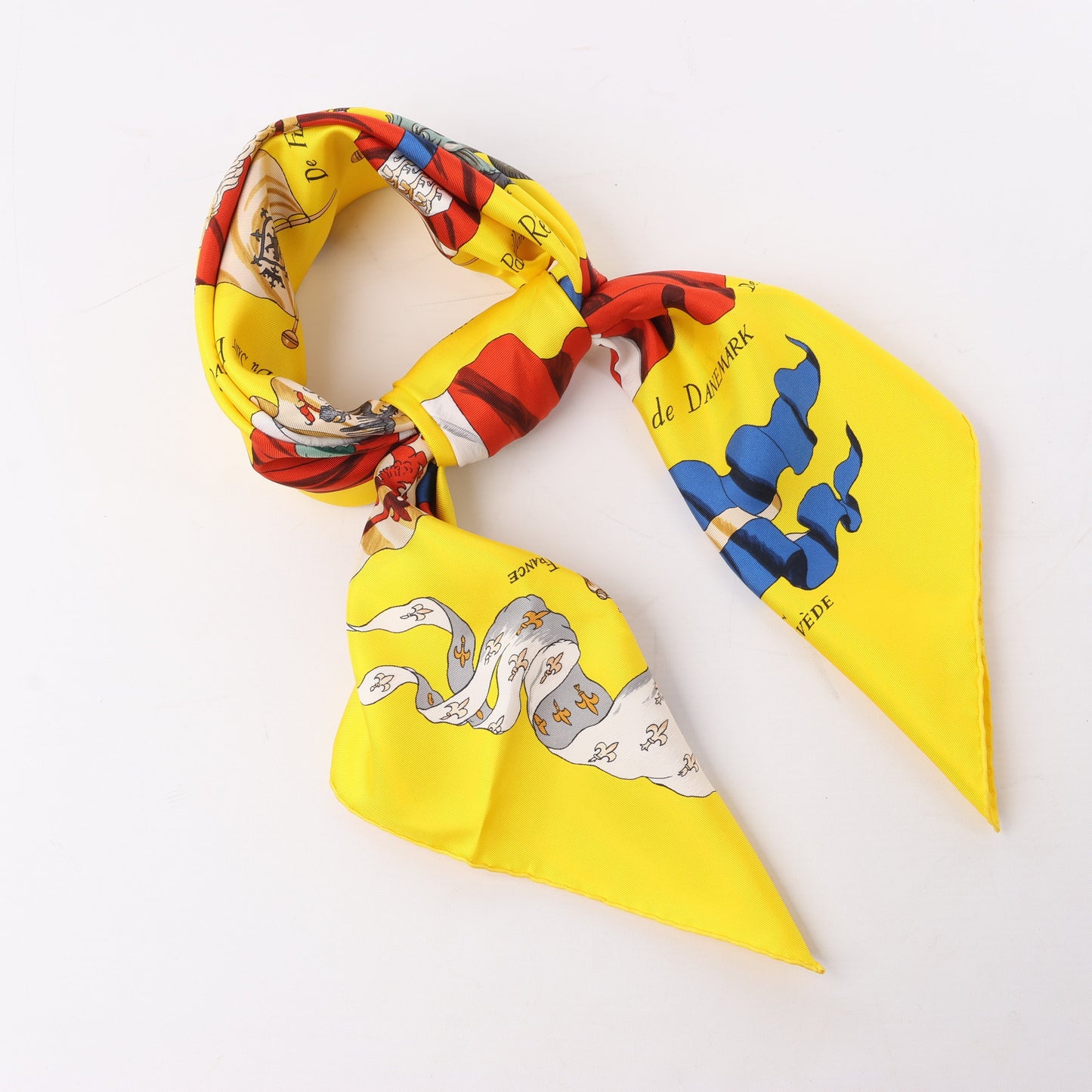 Hermès Carré 90 "PAVOIS" 100% Silk Scarf in Yellow
