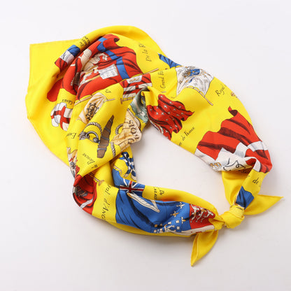 Hermès Carré 90 "PAVOIS" 100% Silk Scarf in Yellow