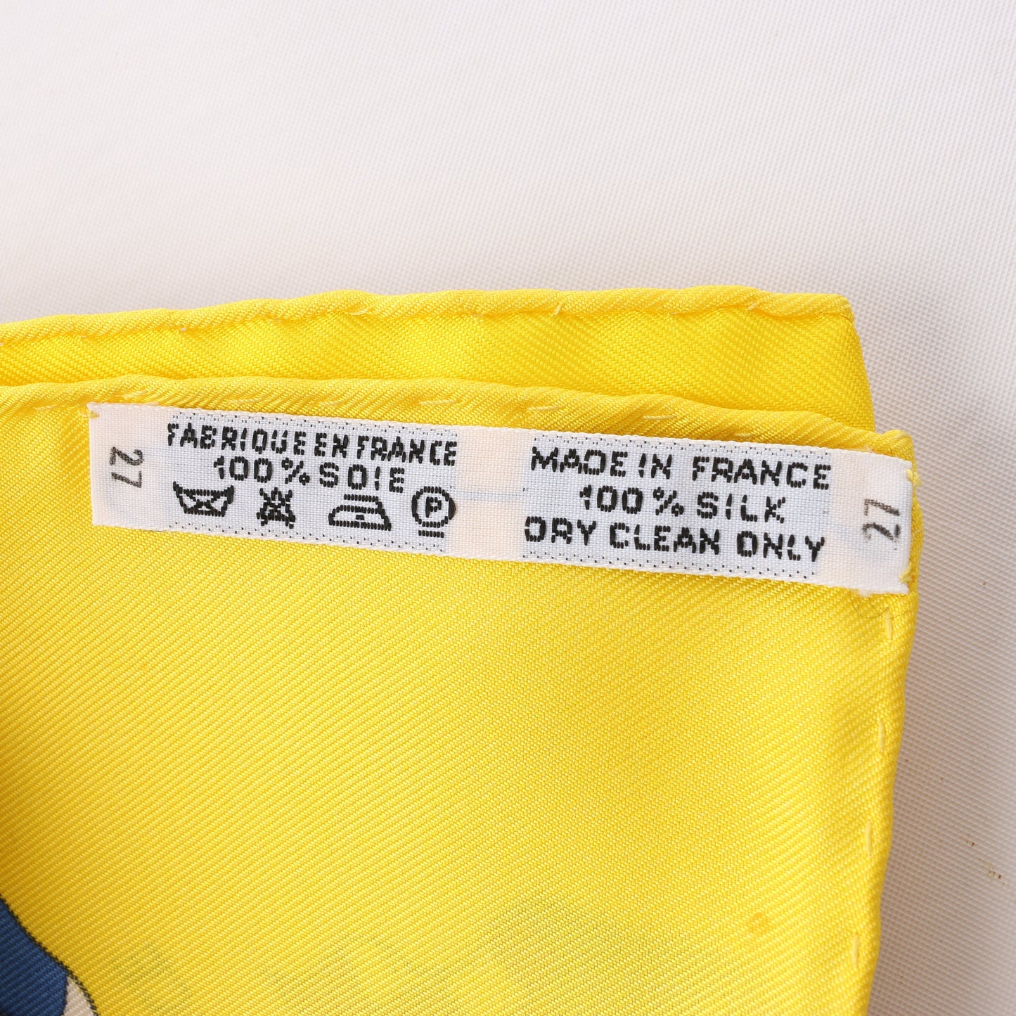 Hermès Carré 90 "PAVOIS" 100% Silk Scarf in Yellow