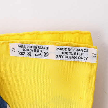 Hermès Carré 90 "PAVOIS" 100% Silk Scarf in Yellow