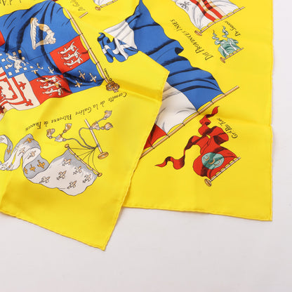 Hermès Carré 90 "PAVOIS" 100% Silk Scarf in Yellow