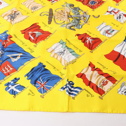 Hermès Carré 90 "PAVOIS" 100% Silk Scarf in Yellow