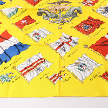 Hermès Carré 90 "PAVOIS" 100% Silk Scarf in Yellow
