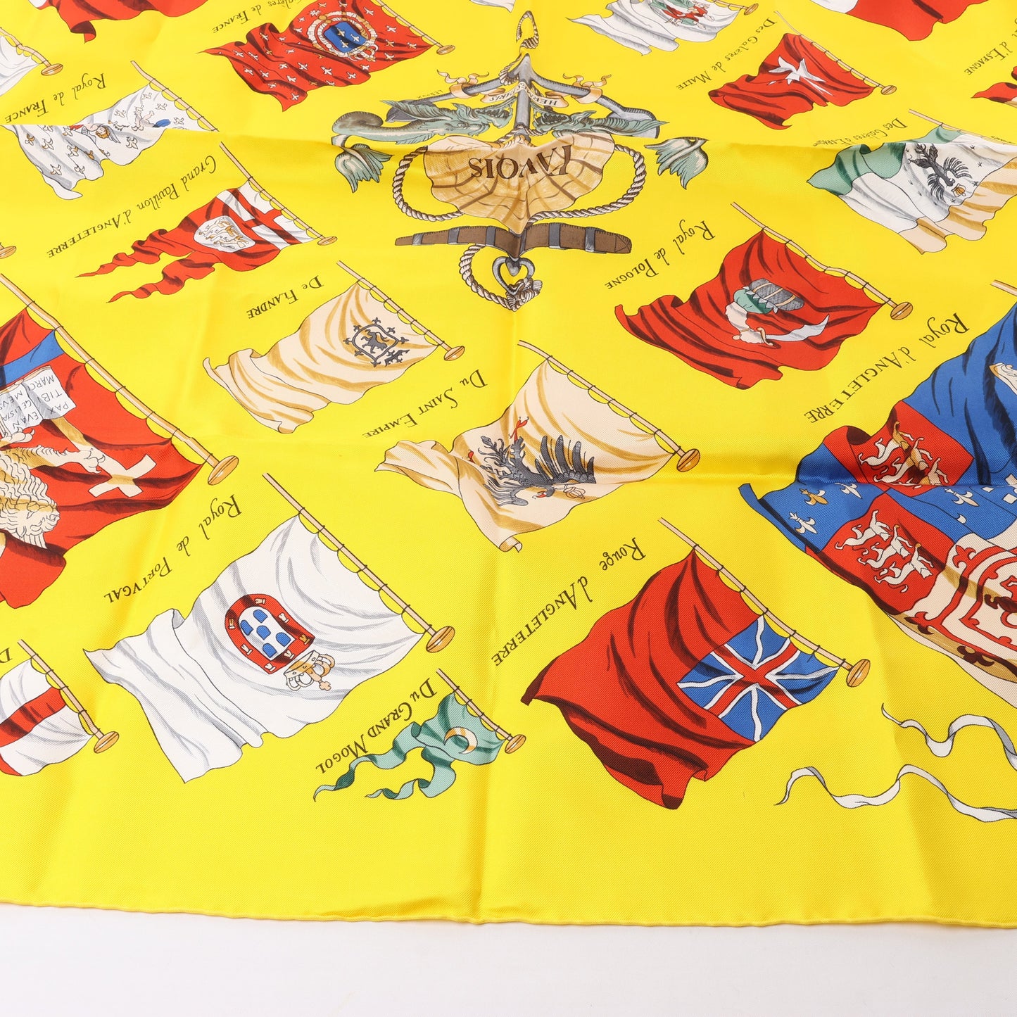 Hermès Carré 90 "PAVOIS" 100% Silk Scarf in Yellow
